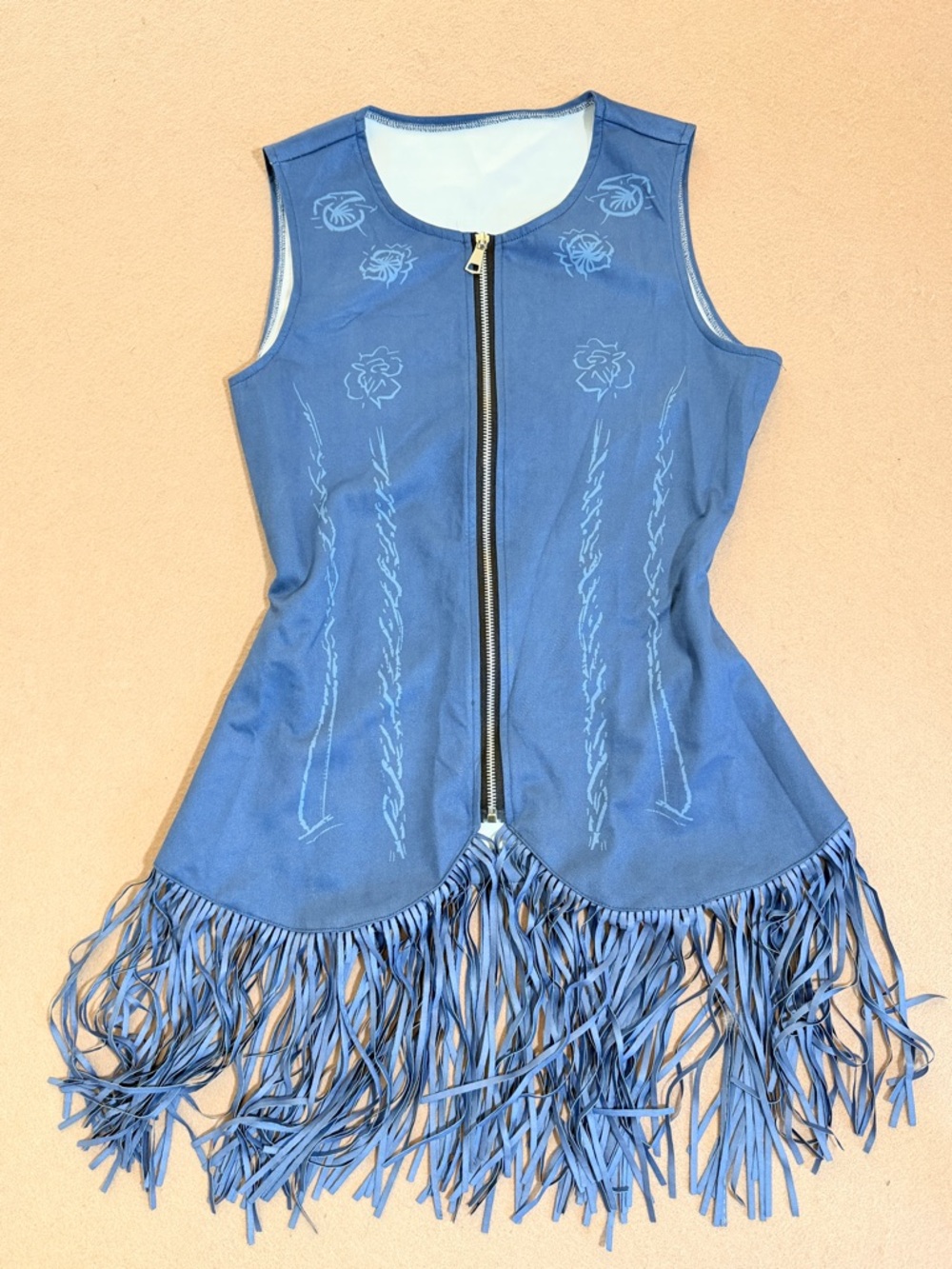 Western Fringe Tassel Suede Vest with Front Zip Nashville tops country